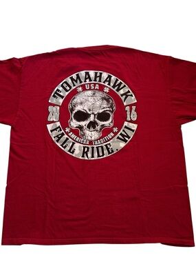 Keya Motorcycle Skull Biker Graphic T-Shirt Men Size 2XL Tomahawk 2016 Fall Ride